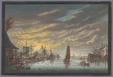 Vista del antiguo puerto deportivo de Ámsterdam, visto hacia la fortaleza de Leeuwenburg o Blauwhoofd
Vista por el antiguo puerto deportivo hacia 
