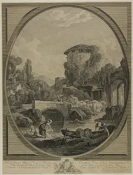 Paisaje con un puente y un palomar