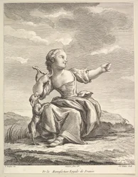 Niña jugando con un perro, del Deuxième Livre de Figures d