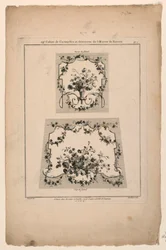 Diseños para asientos de sillas de tapicería, placa 1 de "Cahier de Cartouches et Ornemens de l