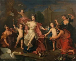 española:  María Adelaida de Saboya, duquesa de Borgoña con sus hijos La duquesa de Borgoña con sus dos hijos, los duques de Bretaña y Anjou (futuro Luis XV)