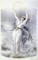 Hada: La Peri - en "Les femmes mythologiques", por Mery y Foelix, ilustración de G. Staal, ed. por Gouet