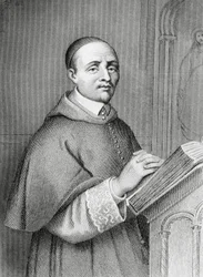 Retrato de Giulio Alberoni (1664-1752), cardenal y estadista italiano, primer ministro de Felipe V de España, grabado de Pierre-Gustave-Eugene Staal (1817-1882).