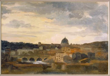 Vista de Roma con tiempo tormentoso (dibujo sobre cartulina)