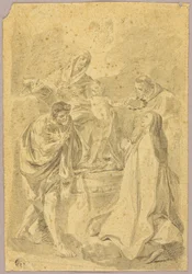 Madonna y el Niño con tres santos