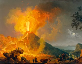 Erupción del Vesubio, de Pierre-Jacques Volaire (1729-1792), 52 x 79 cm, detalle