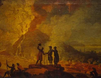 Erupción del Vesubio, de Pierre-Jacques Volaire (1729-1792), óleo sobre lienzo, 52x79 cm. Detalle.