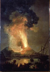 La erupción del Vesubio. Pintura de Pierre-Jacques (Pierre Jacques) Volaire (El caballero Volaire) (1729-1802) Óleo sobre lienzo, 242 x 163 cm