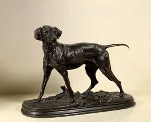 Braque, perro de caza (escultura de bronce)
