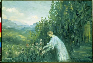 Mujer en un jardín (Dama en el jardín). Pintura de Pierre Laprade (1875-1931)