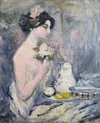 Mujer con un ramo