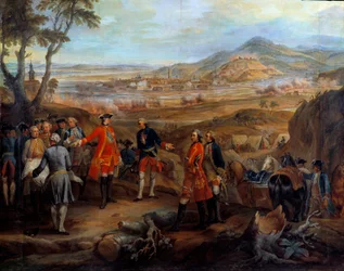 Campaña de Flandes (1745-1747): El asedio de Friburgo en Brisgovia el 11 de octubre de 1744. Luis XV dirige las operaciones militares