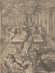 El saqueo de Troya-Pirro matando a Príamo, antes de 1654