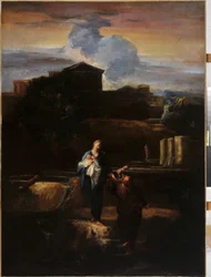 La huida a Egipto. Pintura de Pierre Louis Cretey (Pierre-Louis Cretey