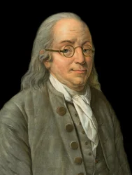 Retrato de Benjamin Franklin (1706-1790), impresor, editor, científico, inventor, estadista y diplomático estadounidense - grabado de Pierre Michel Alix