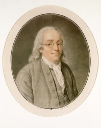 Retrato de Benjamin Franklin con gafas