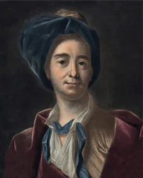 Retrato de Bernard Le Bouyer (Le Bovier) de Fontenelle (1657-1757), escritor francés. Grabado según Pierre Michel Alix