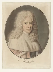 Retrato de Carlos de Montesquieu Montesquieu (título sobre objeto) Colección de grandes hombres (título de la serie)
