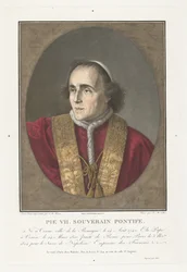 Portret van Paus Pío VII Pío VII. soberano pontífice (título sobre objeto)