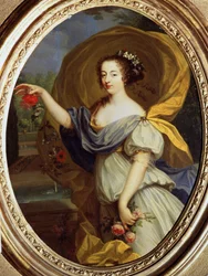 ""Retrato de Louise Francoise De La Baume Le Blanc, duquesa de Valliere (Madame De La Valliere) (1644-1710), favorita de Luis XIV, en Flora"" Pintura de Pierre Mignard (1612-1695) Museo Pouchkine del siglo XVII, Moscú