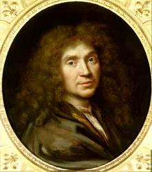 Retrato de Molière (1622-1673), Jean-Baptiste Poquelin. Dimensiones: 0,55 x 0,48. Hacia 1658. Chantilly, Museo Condé.