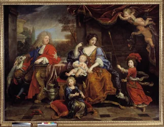 La familia de Luis de Francia (1661-1711), hijo de Luis XIV (1638-1715), conocido como el Gran Delfín, en 1687. Está representado con su esposa Marie Anne Christine de Baviere y sus hijos Louis, Philippe (que se convirtió en Felipe V de España) y Charles