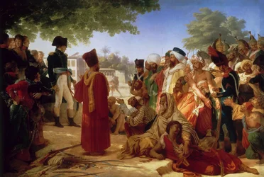 Français:  Bonaparte fait grace aux revolutes du Caire 23. Octobre 1798 October 1798 Napoleon Bonaparte Pardoning the Rebels at Cairo, 23rd October 1798