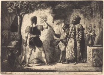Artista dibujando a un hombre con vestido turco