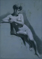 Estudio de una mujer desnuda, sentada mirando a la derecha (recto)