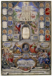 Alegoría de la iglesia de París con motivo de la Revocación del Edicto de Nantes el 18/10/1685 el padre de Jouvency dio un sermón en el colegio de Clermont en diciembre de 1685 en medallón el arzobispo de París, Harlay de Chanvallon quien alentó