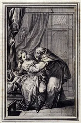 Cómo llega el espíritu a las chicas. en “Cuentos y nuevas en verso” de Jean La Fontaine. 1776. Ilustración de P.P. Choffard