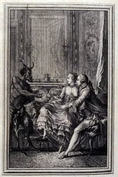 La cosa imposible. En “Cuentos y nuevas en verso” de Jean La Fontaine. 1776. Ilustración por P.P. Choffard.