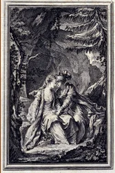 La prometida del rey de Garbe. En “Cuentos y nuevas en verso” de Jean La Fontaine. 1776. Ilustración por P.P. Choffard.