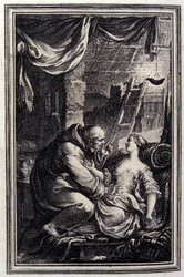El diablo en el infierno. En “Cuentos y nuevas en verso” de Jean La Fontaine. 1776. Ilustración por P.P. Choffard.