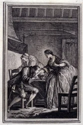 El Halcón - en Cuentos y nuevas en verso de Jean La Fontaine. 1776. Ilustración de P.P. Choffard