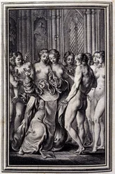 Le Glouches. En “Cuentos y nuevas en verso” de Jean La Fontaine. 1776. Ilustración por P.P. Choffard.