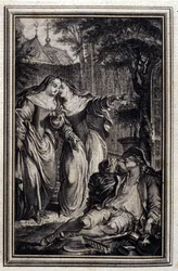 Mazet de Lamporechio - en "Cuentos y nuevas en verso" de Jean La Fontaine. 1776. Ilustración de P.P. Choffard