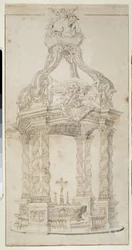 Arquitectura: "Proyecto de altar y baldaquino" (dibujo)