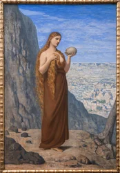 María Magdalena en el desierto - por Pierre Puvis de Chavannes (1824-1898) - 1869 - Marie Madeleine dans le desert - 36,8 x 48 cm - Museo en Frankfurt | Museo Stadel
