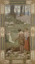 Santa Genoveva de niña en oración