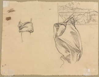 Estudios de cortinaje y Estudio de un paisaje (verso)