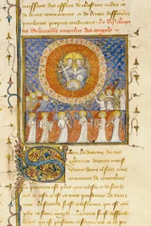 (detalle) de una página de "De Proprietatibus Rerum" de Bartholomeus Anglicus, en la traducción francesa de Jean Corbechon, c.1390