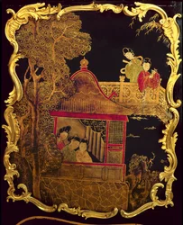 Panel lateral de una cómoda Luis XV, c.1745 (laca y oro sobre madera)