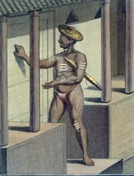 Carépatré Pandaron (devoto religioso votado al silencio), grabado por Poisson, de 
