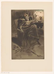 Interior con una mujer leyendo en una silla