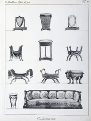 Mobiliario del periodo Consulado (1802-1803). Lámina tomada de la colección 