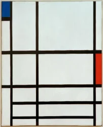 Composición en rojo, azul y blanco: II