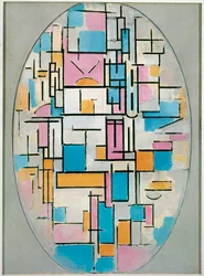 Composición en óvalo con planos de color 1 (óleo sobre lienzo)