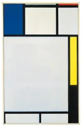 Composición con azul, rojo, amarillo y negro