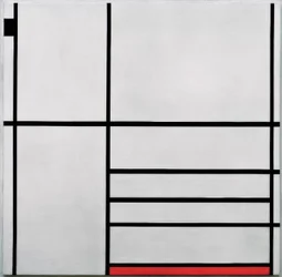 Composición en blanco, negro y rojo